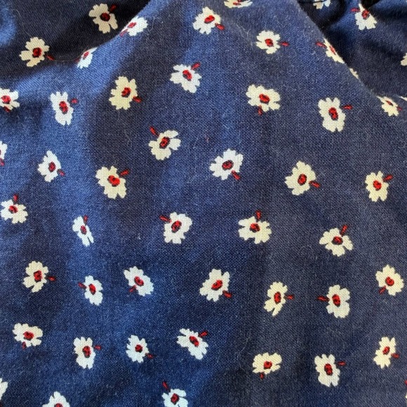 Vintage Berkertex Navy Floral Calico Print Cotton Prairie Lace Ruffle Dress 14 - Picture 12 of 12